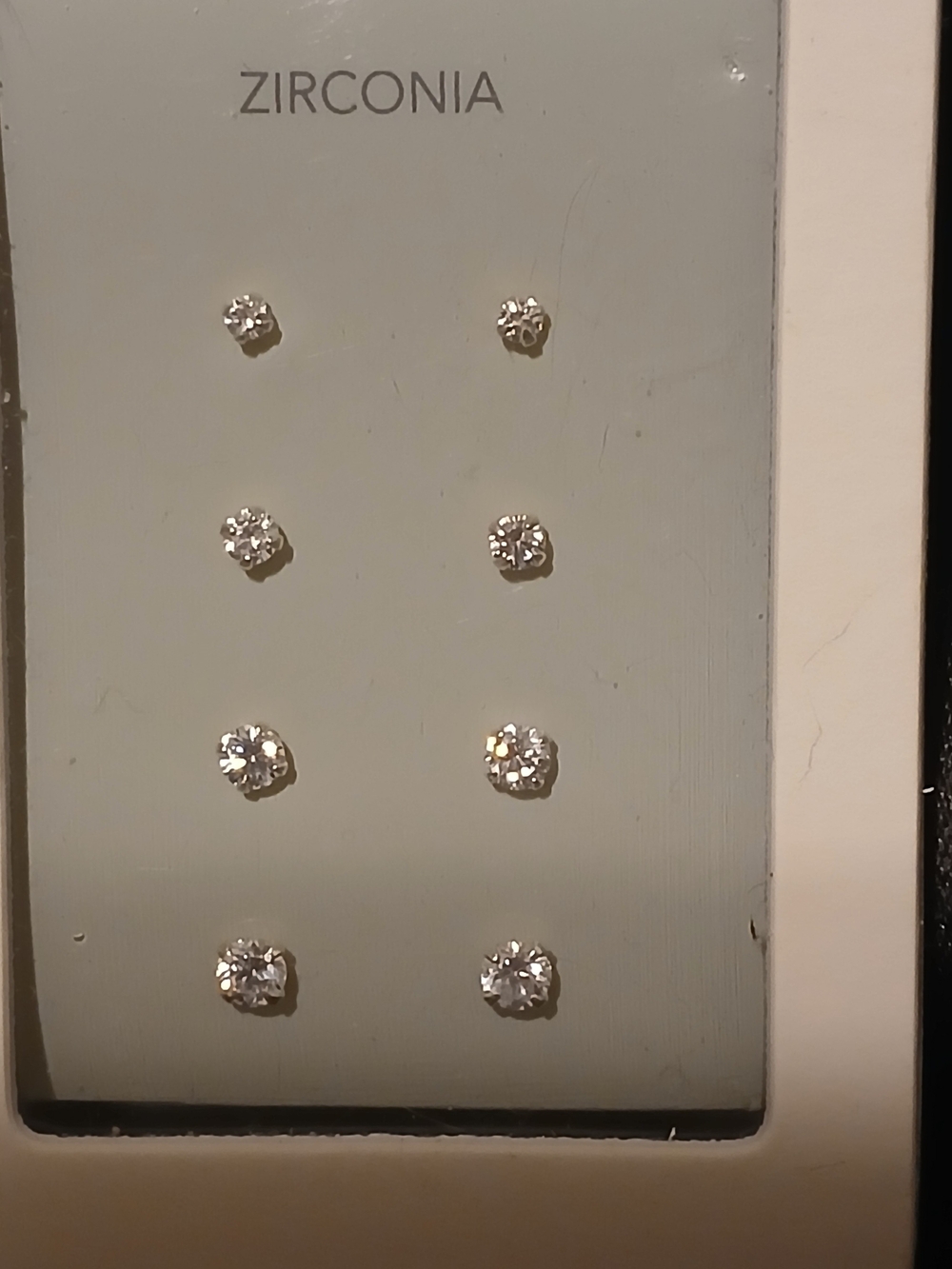 New Set Of 4 Sterling Silver Zirconia Stud Earrings